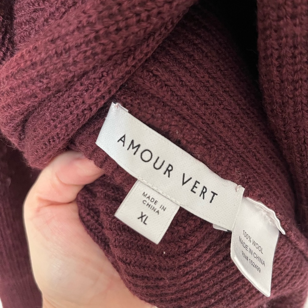 Amour Vert Deep Burgundy Wool Sweater